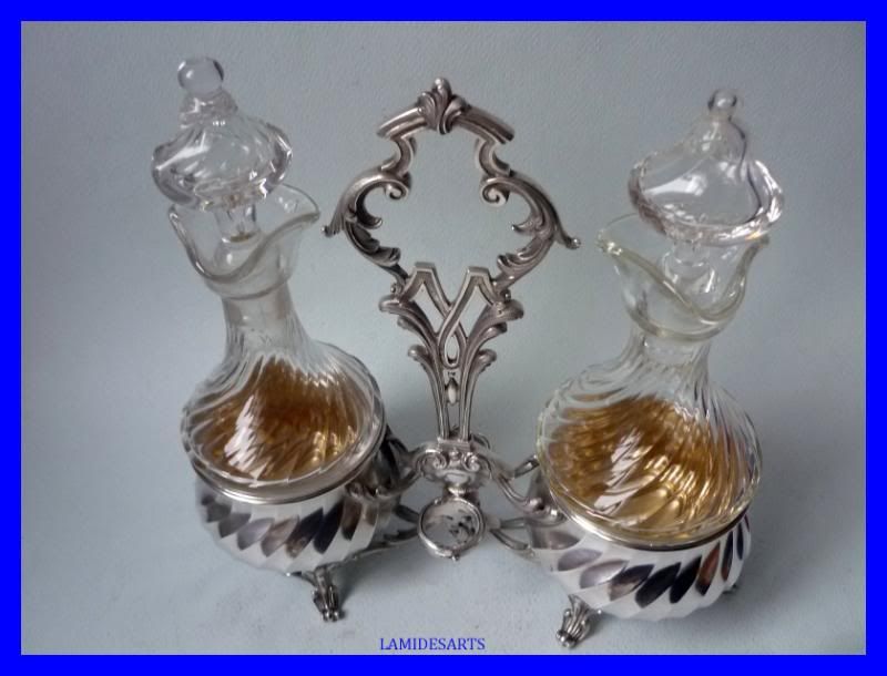 Serviteur De Table Huilier-vinaigrier Baccarat – Cristal Et Argent, Fin XIXème